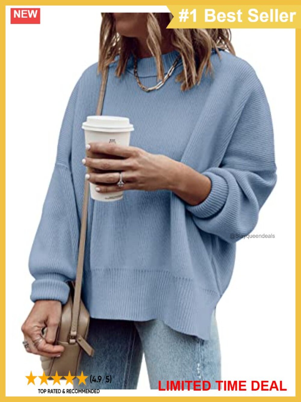 Oversized Tunic Sweater Ribbed Knit Crewneck Pullover Casual Fall Winter